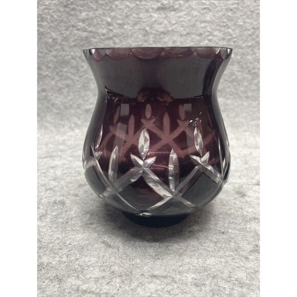 Lady Anne Amethyst GORHAM CRYSTAL Set of 2 Cut to Clear Votive Candle Holders - Picture 3 of 10